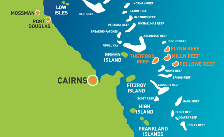 The Great Barrier Reef A Fascinating Underwater Kingdom Search Of Life   Great Barrier Reef Map 768x471 